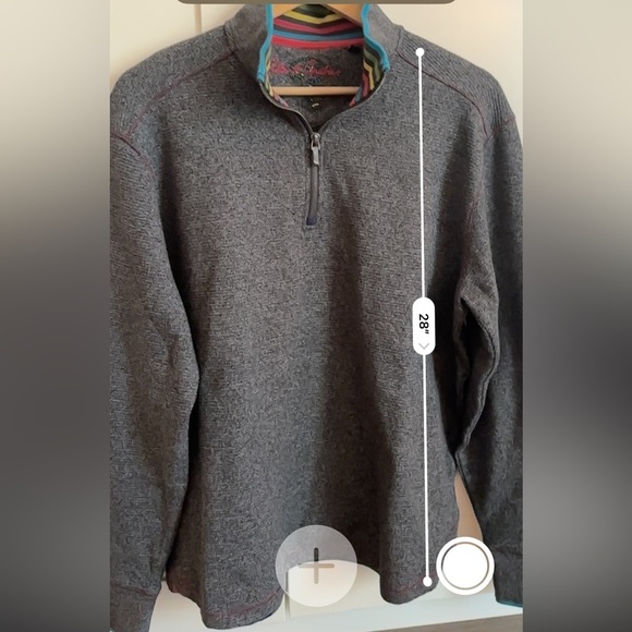 Robert Graham Sweater Mens Medium Cotton 1/4 Zip Mock Neck Pullover in Gray - Picture 4 of 5